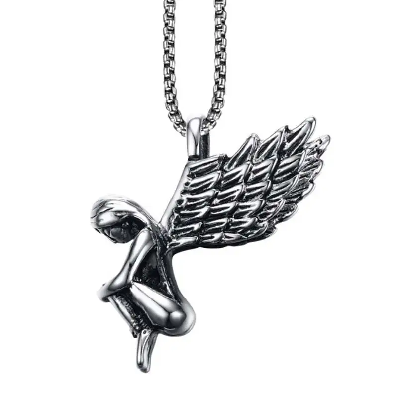 Ожерелье с херувимом и крыльями ангела ожерелье из нержавеющей стали духовное