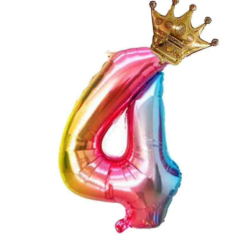 32 дюйма iridesent Радуга шара с цифрой с Золотая Корона шар baby shower 1st День Рождения Декор globos 0-9 цифровой