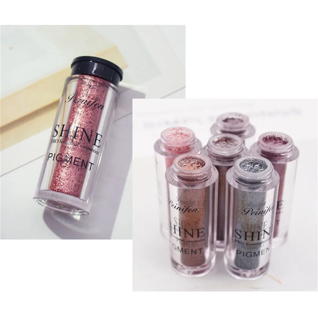 Портативные Металлические Блестящие дымчатые тени для век 6 цветов водостойкие