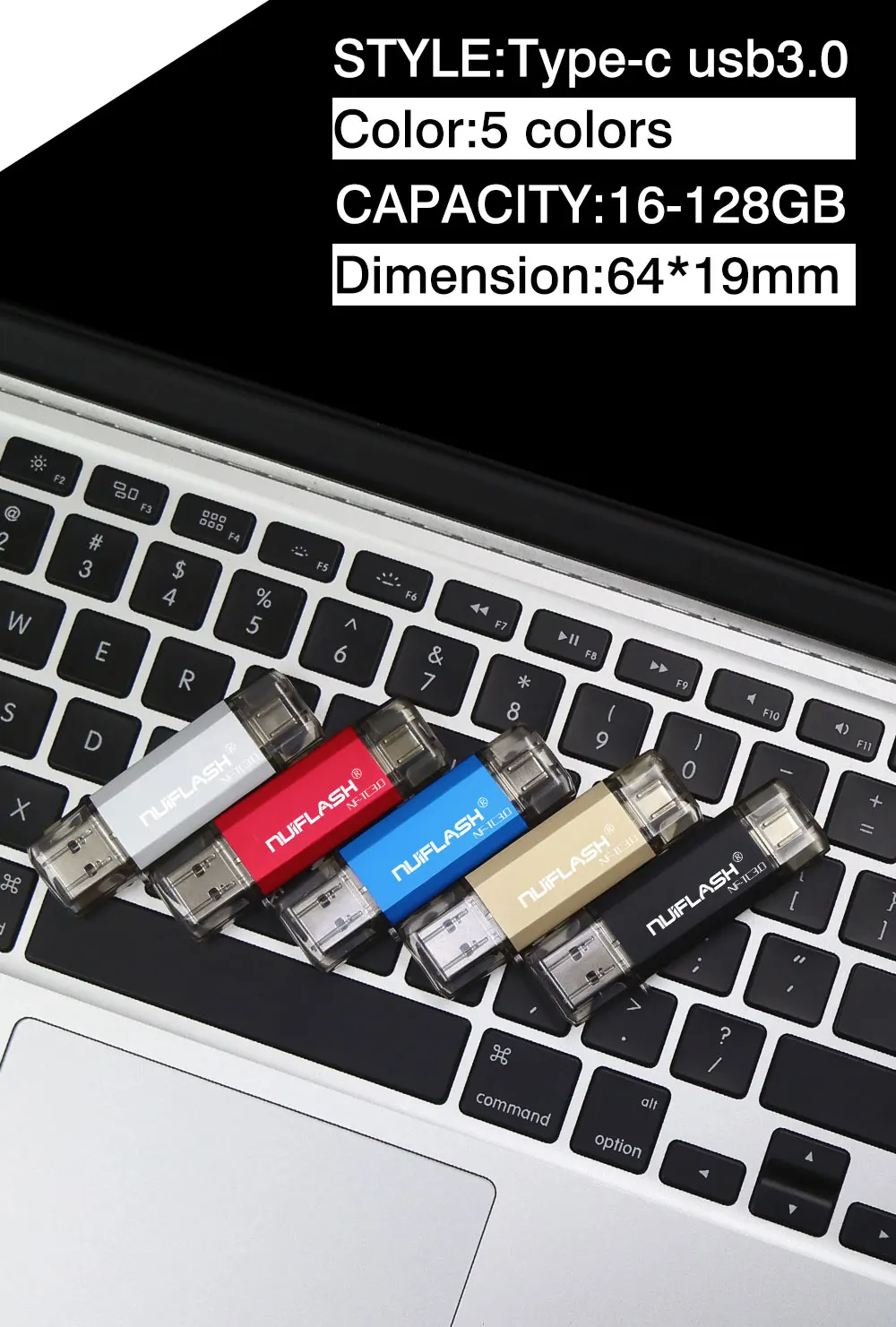 Nuiflash hotsale Usb Stick Type C Pen Drive 128GB 64GB 32GB 16GB USB Flash Drive 3.0 High Speed Pendrive for Type-C Device