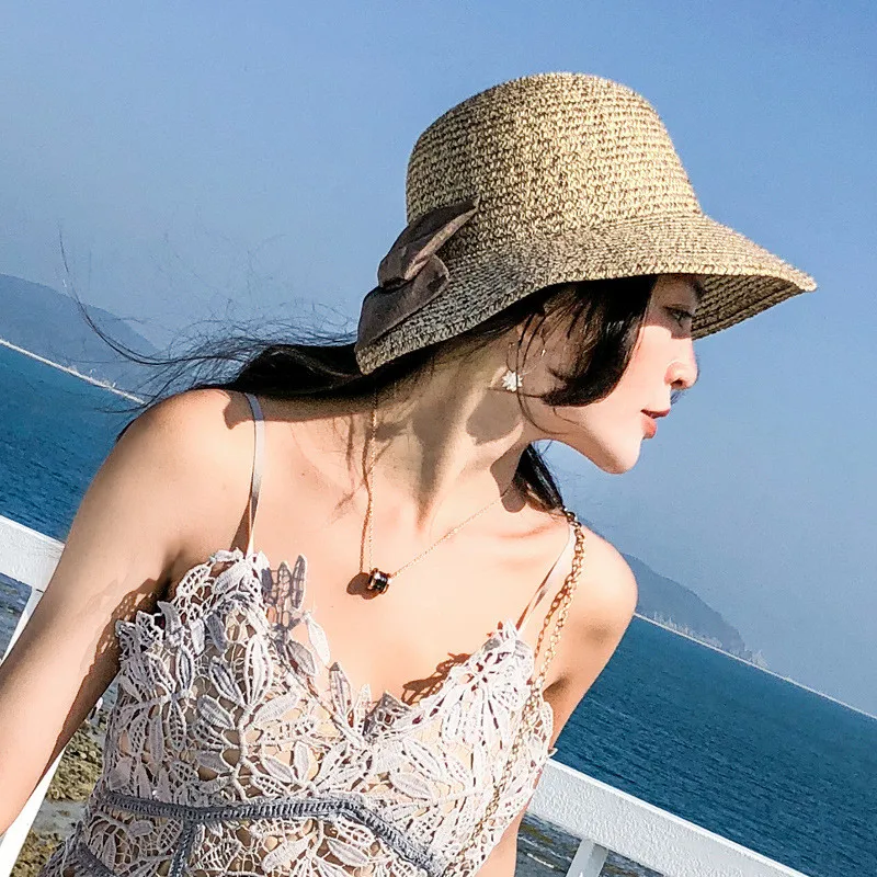 2018 новый летний Шапки для Для женщин органза шляпа от солнца Beach sun hat Складная