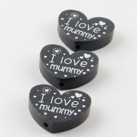Color 5 Деревянные DIY(I love mummy) деревянные бусины в форме сердца для детских игрушек и сосок, 10 шт. бусины-разделители - Цвет: Color 5