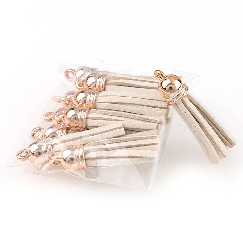 10pcs as photo Новинка, 10 шт, 3 см, винтажная крышка золотого цвета, замша, кожа, кисточка для брелоки ремешки, ювелирное волокно, бахрома, сделай сам, подвеска, подвески, фурнитура - Цвет: 10pcs as photo