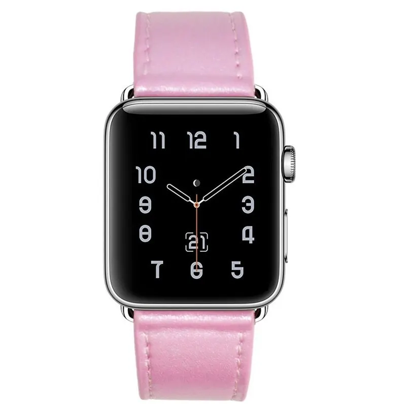 Ремешок для умных часов iWatch Series 1 2 3 сменный кожаный браслет синего цвета 38 мм 42