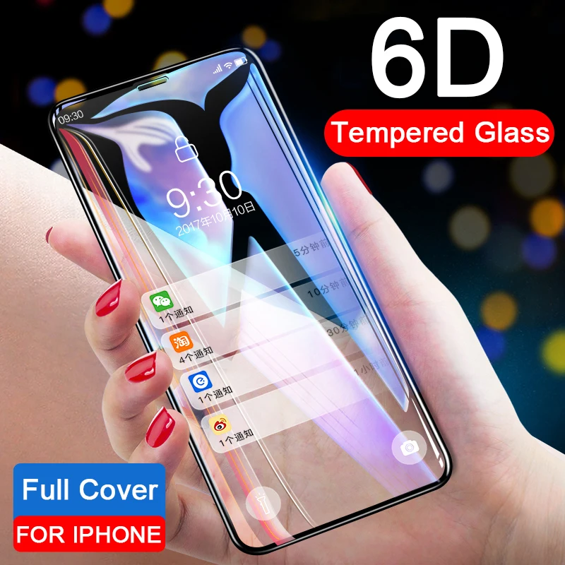 2 шт. закаленное защитное стекло 6D для iphone 12 Mini Se 2020 6 6S 7 8 Plus X S XR XS 11 Pro Max 9H|Защитные