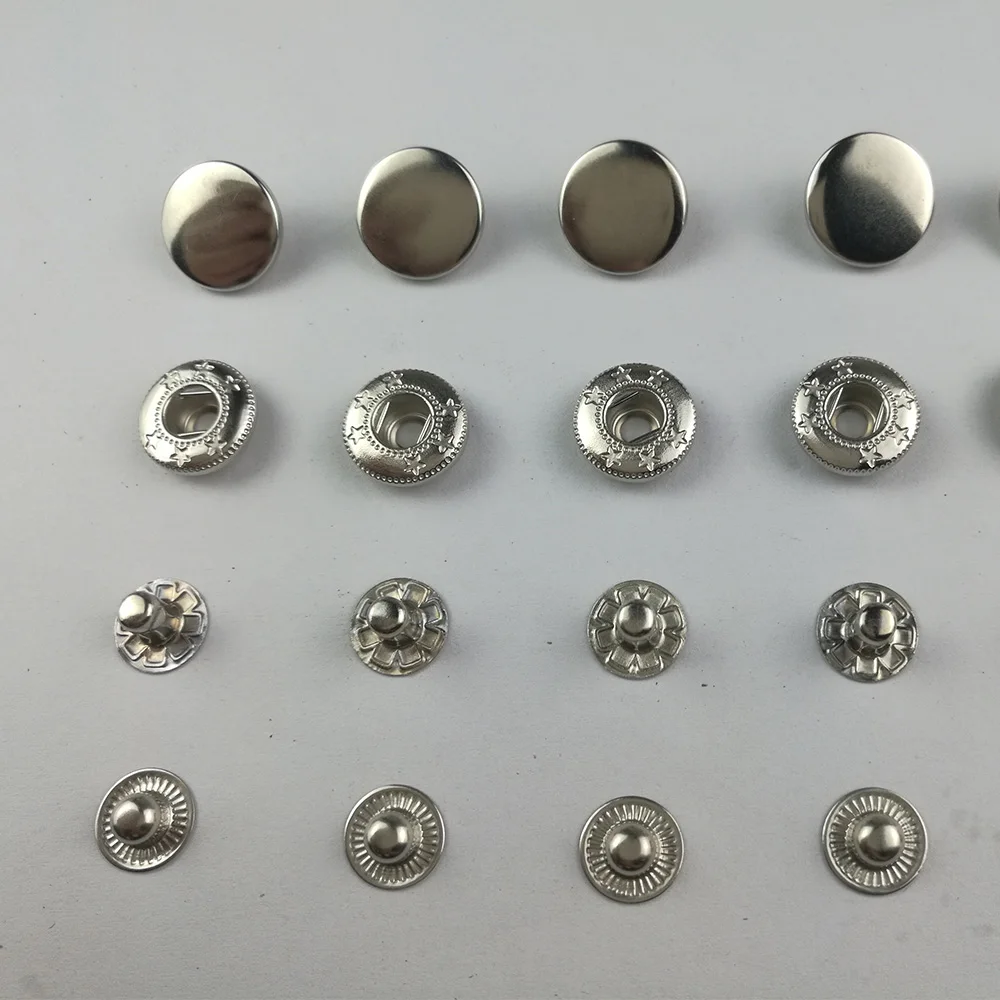 

100 Pcs Black Silver Metal Snap Buttons Fasteners Press Button Stainless Steel Stud Sewing Accessories Buttons Scrapbooking