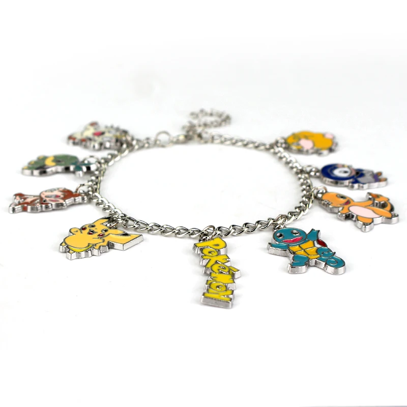 HOT Pokemon Pokeball Charm bracelet DIY Jewelry Maxi Pikachu Accessories Letter Art Image Silver Bracelet for Women Gift | Украшения и