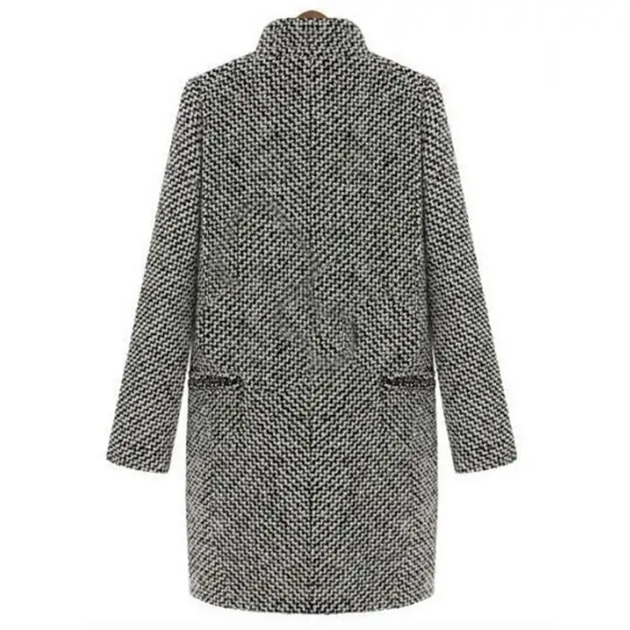 FANALA пальто женское повседневное клетчатое манто Femme Hiver Женская куртка новое шерстяное пальто Manteau Femme на одной пуговице с карманом