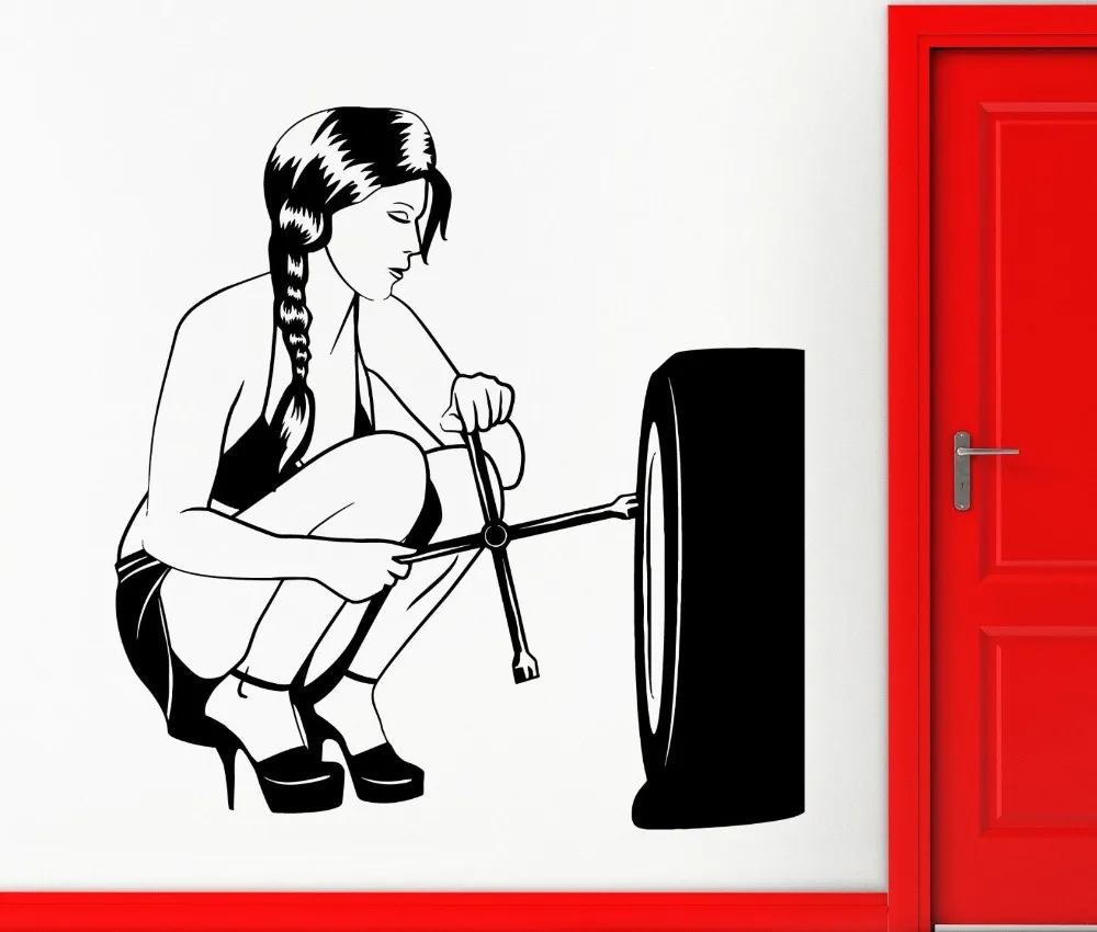 Наклейки на стену Виниловая наклейка сексуальная девушка Подростковый механик