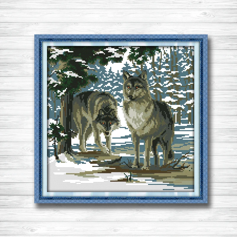 Набор для рукоделия с вышитым крестом Поцелуй волков на холсте DMC 14CT 11CT Joy Sunday| |