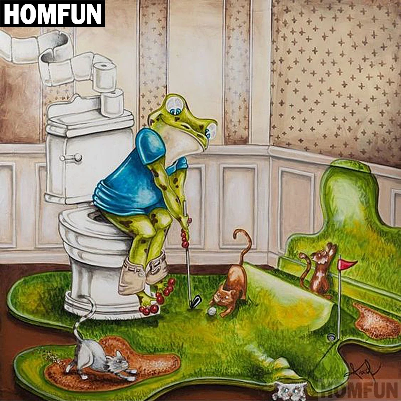 Алмазная живопись HOMFUN A00613 лягушка гольф вышивка крестиком из квадратных/круглых