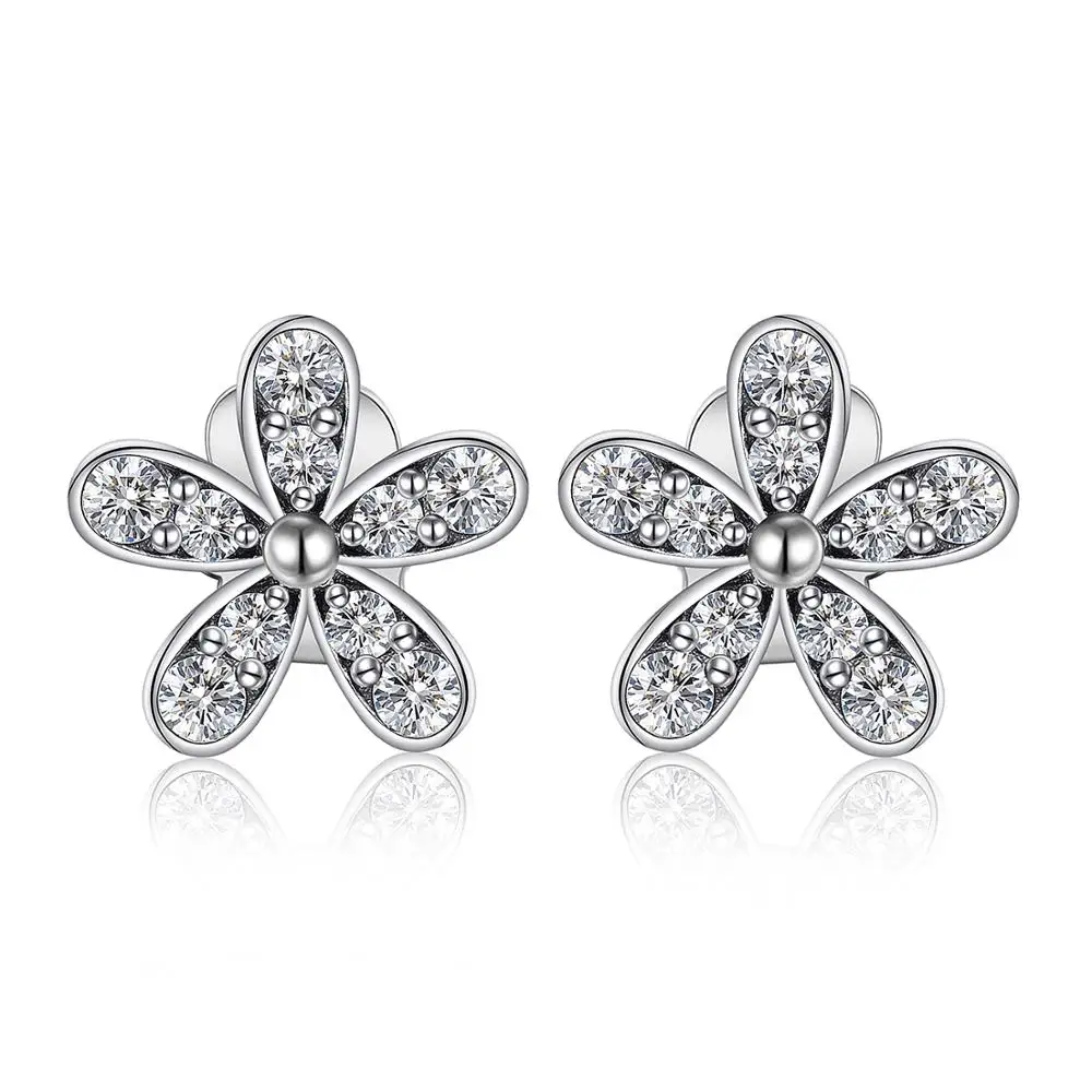 Женские серьги гвоздики из стерлингового серебра 925 пробы с кубическим цирконием