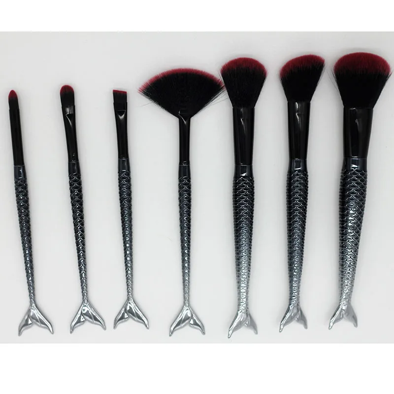 Набор кистей для макияжа Русалочки 7 шт. полная основа растушевка тени век