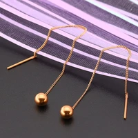 chain ball 6mm trendy brief titanium stainless steel colors plated men earring drop earrings for women classic jewelry