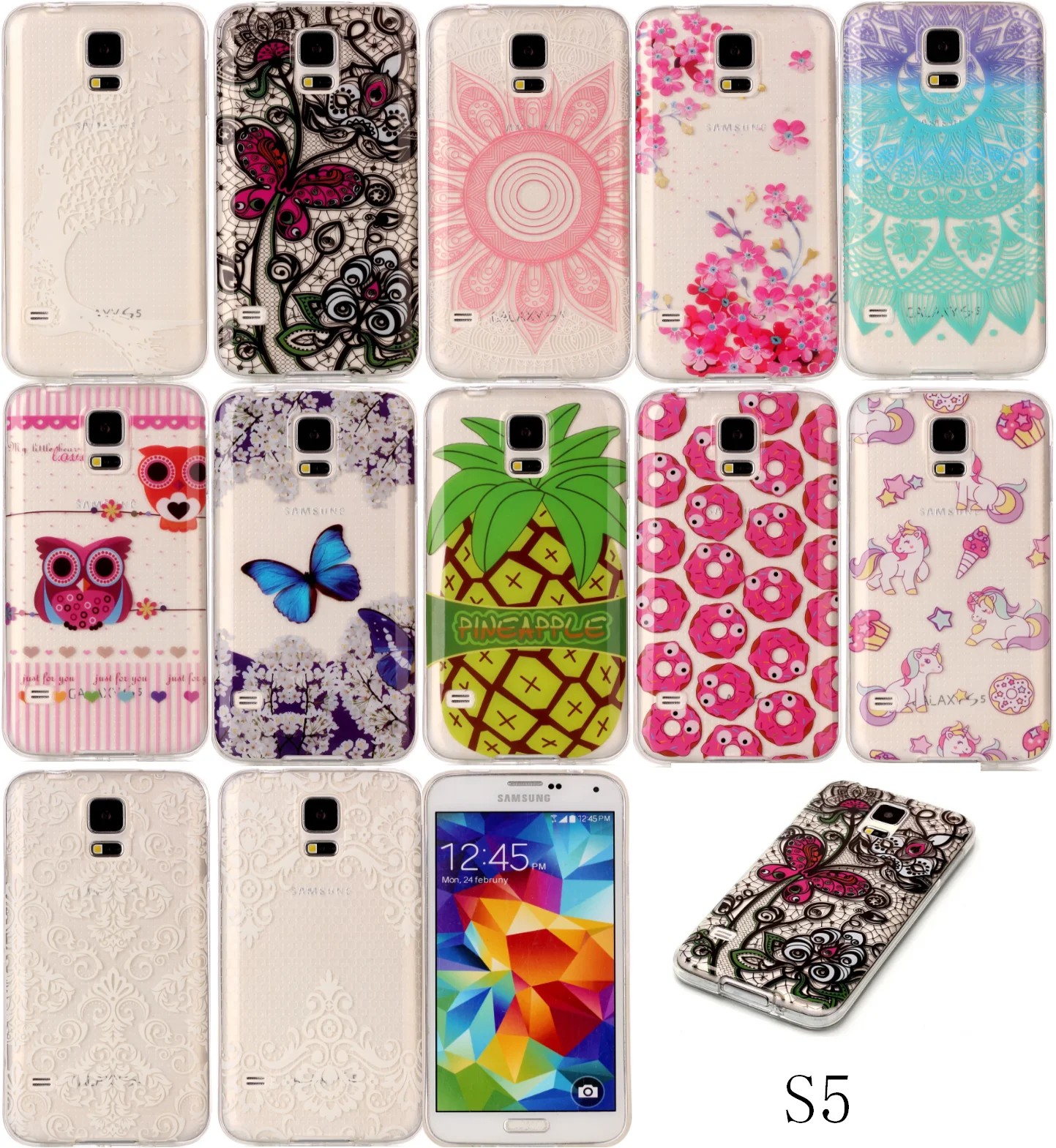 Silicone Transparent Thin Ultra Phone Mobile Cover Carcasa Case For Samsu Samsug Sansung S5 I9600 |
