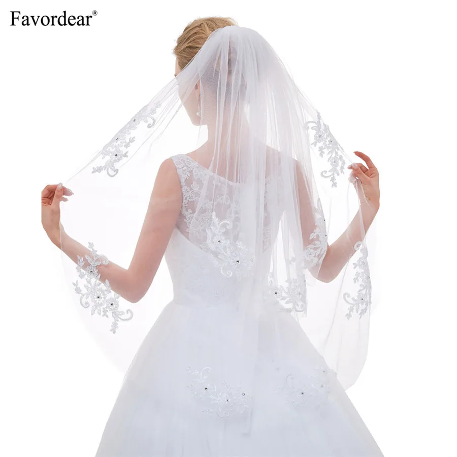Favordear мягкий тюль 2T вуаль De Mariee короткая фата для невесты Velos Novia 2018 белая