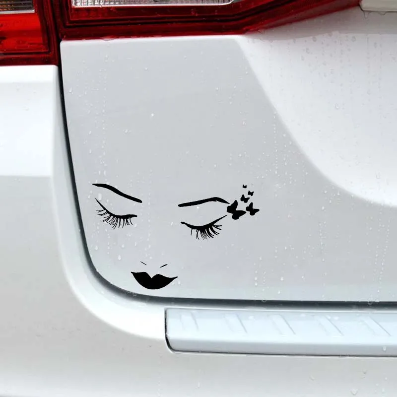 YJZT 13.6*9.3CM Shy Cute Beautiful Gorgeous Girl Face Car Sticker Black/Silver Vinyl Decal Popular Fashion Style C20-0916 | Автомобили и