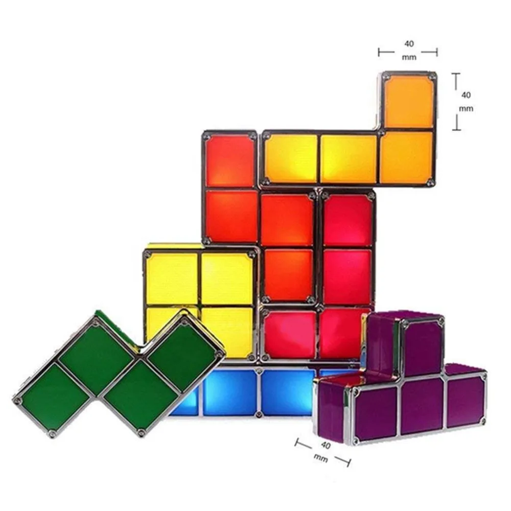 Новинка Тетрис Ночник светильник красочные штабелируемые Tangram Пазлы 7 шт.