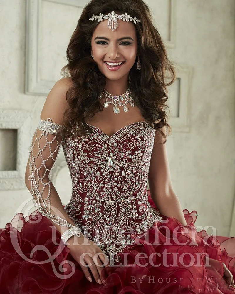 Пышное Платье Maroon Quinceanera роскошный корсет с кристаллами 16 маскарадных платьев со