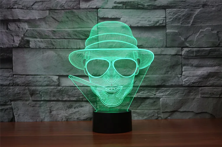 [Seven Neon] стекло и курить человек акрил 7 цветов настольная лампа 3D лампа Новинка светодиодный ночник Миллениум Сокол свет