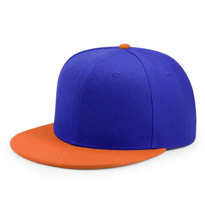 orange blue С фабрики бейсбольная кепка Embroidey дети/Дети кепки в стиле хип-хоп Плоские полями Лоскутная бейсбольная кепка с индивидуальным логотипом взрослые солнцезащитные шапки для мальчика - Цвет: orange blue