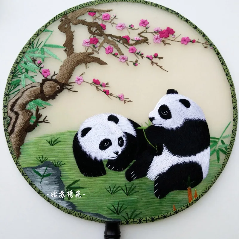 Товары для вышивки Suzhou двухсторонняя Цветочная вышивка веер в китайском стиле