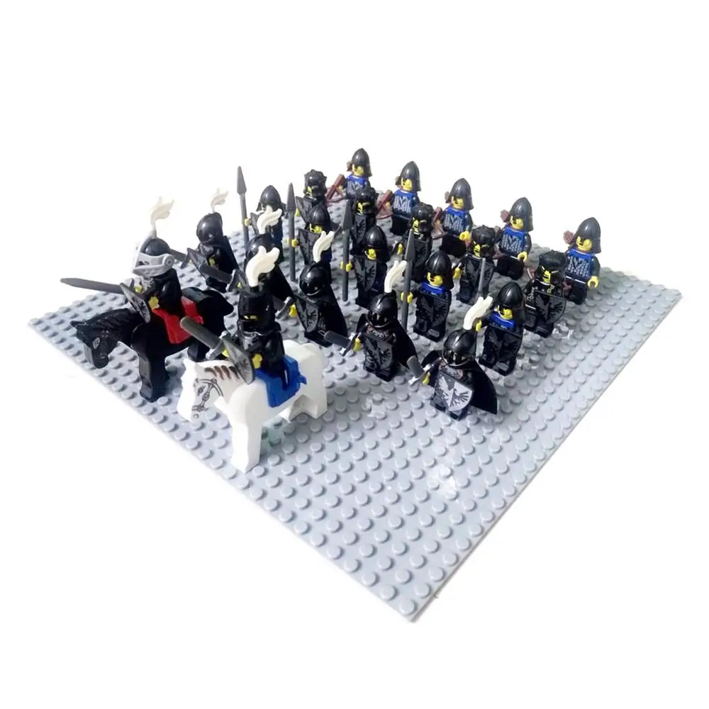 24pcs Sliver Hawk 24 шт. Драгунский замок злой рыцарь Серебряный ястреб Рыцари боевой конь римская кавалерия Воин Строительный блок мини-фигурка - Цвет: 24pcs Sliver Hawk
