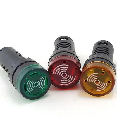 

3PCS 12VDC 24VDC 36VDC 220VAC 22mm Diameter Red LED Indicator Light with Buzzer