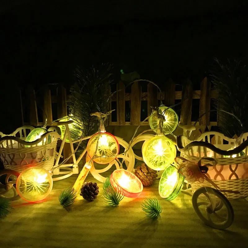 Гирлянда с лимонными ломтиками работающая от батарейки гирлянда Сказочная лампа