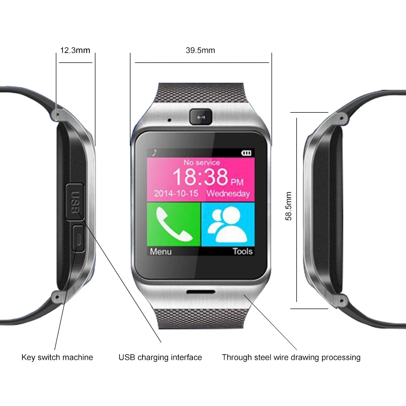 Смарт-часы gv18 Android Bluetooth Умные часы Спорт Шагомер Камера Фитнес браслет Сенсорный