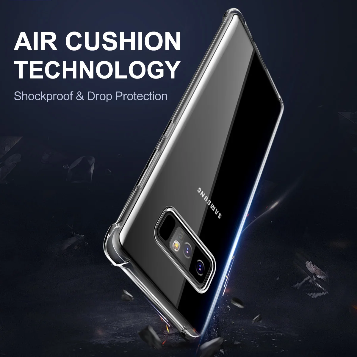 Case for Samsung Galaxy Note 8 Rock Heavy Anti-Knock Protection Transparent TPU Silicone Cover |