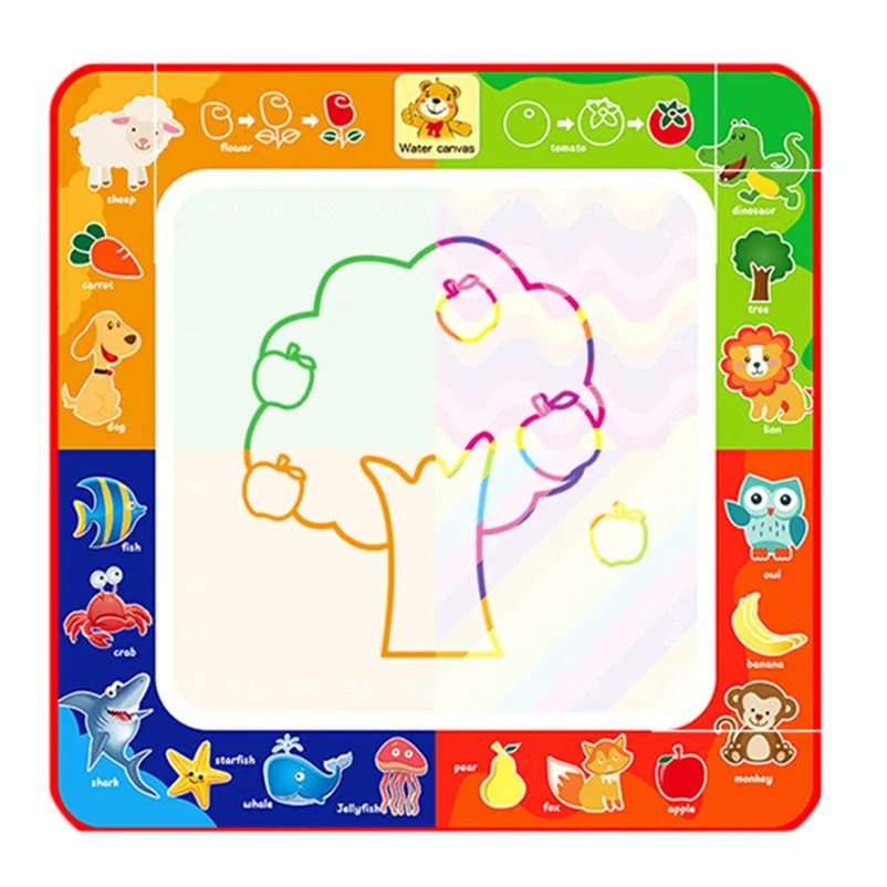 Обучение живописи воды каракули ковер 1 шт. Мат Рисунок + ручка Магия животный мир