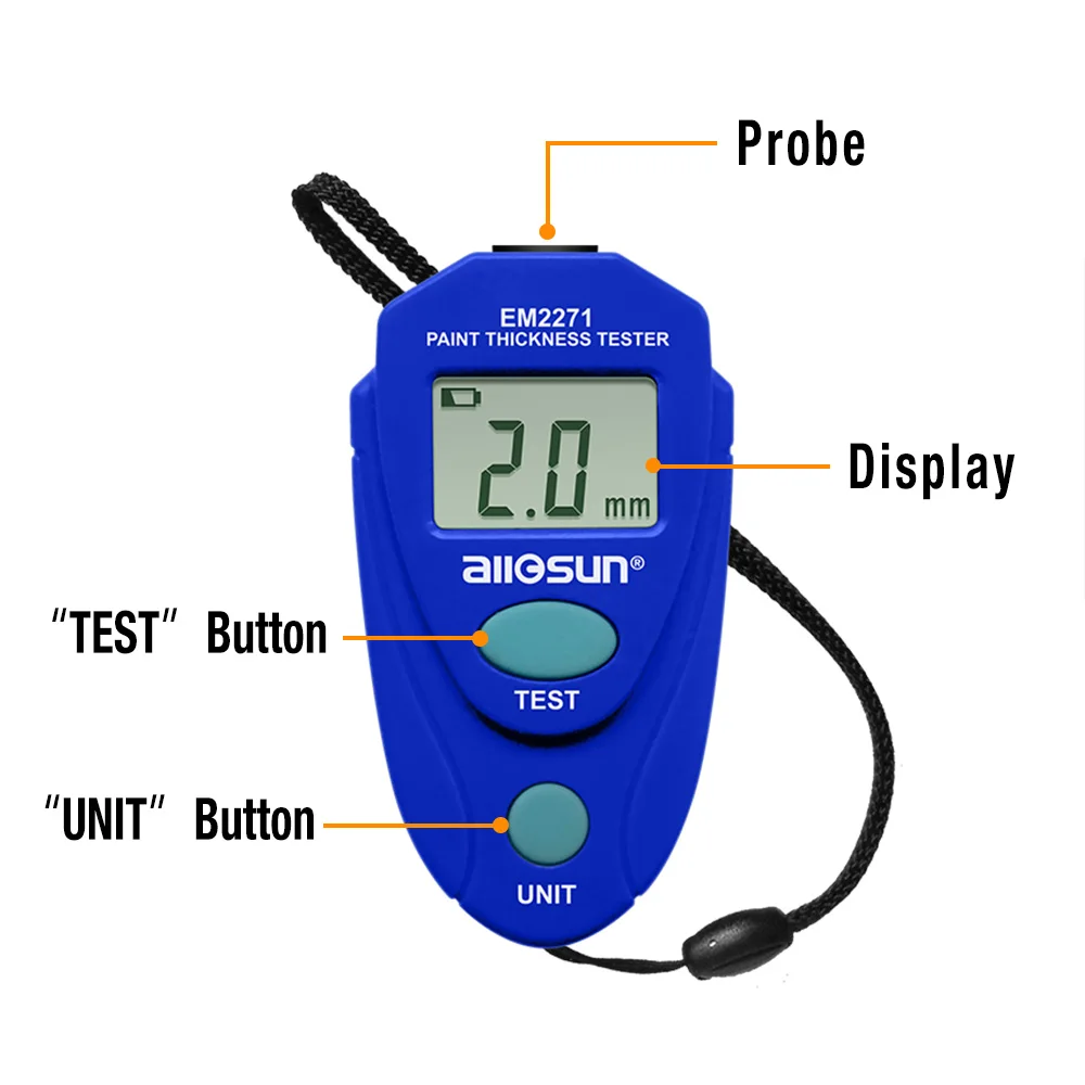 All sun all-sun EM2271 EM2271A цифровой мини автомобильный толщиномер автомобильный тестер краски толщиномер покрытия Корабль из России