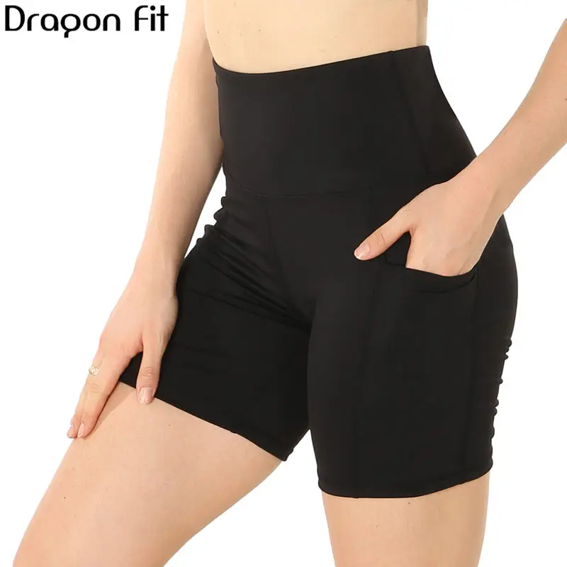Женские шорты для йоги Dragon Fit леггинсы с карманами тренировок фитнеса занятий
