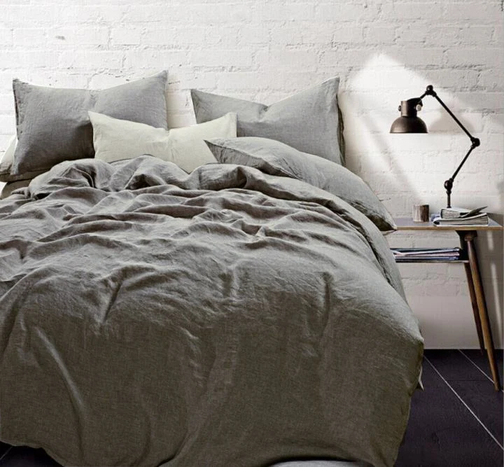 100% льняные комплекты постельного белья однотонные Цвет Лен пенька дома Texiles