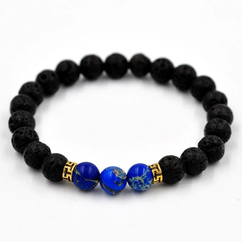 Новый дизайн высококачественный браслет из черного лавового камня регалитовые