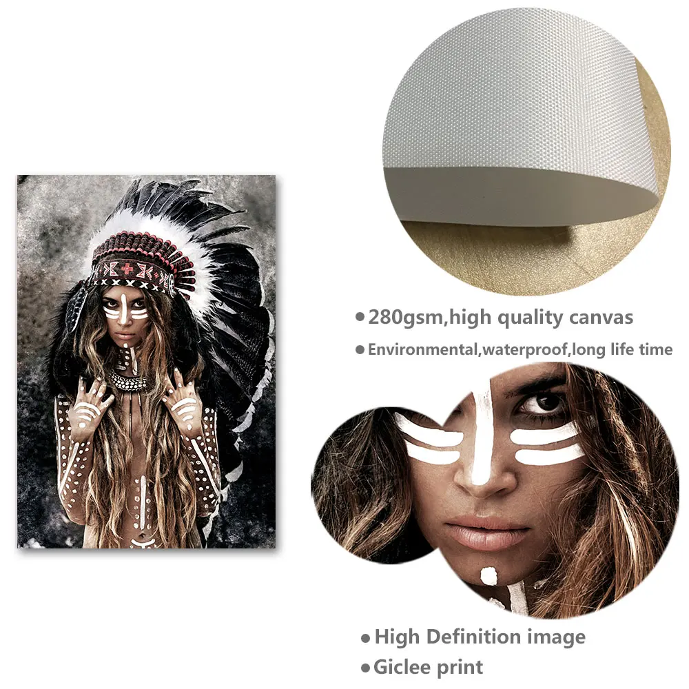 Племенная девушка мечта захват скандинавский Холст плакат гор закат пейзаж