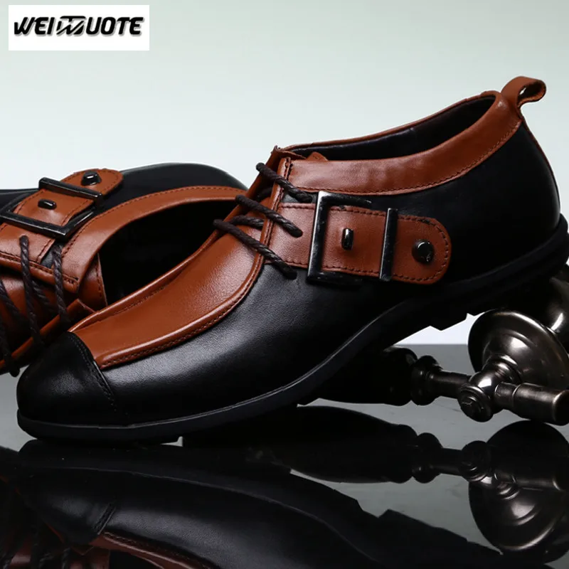 WEINUOTE Новая мода Для Мужчин's Повседневное Бизнес кожаные ботинки мужские
