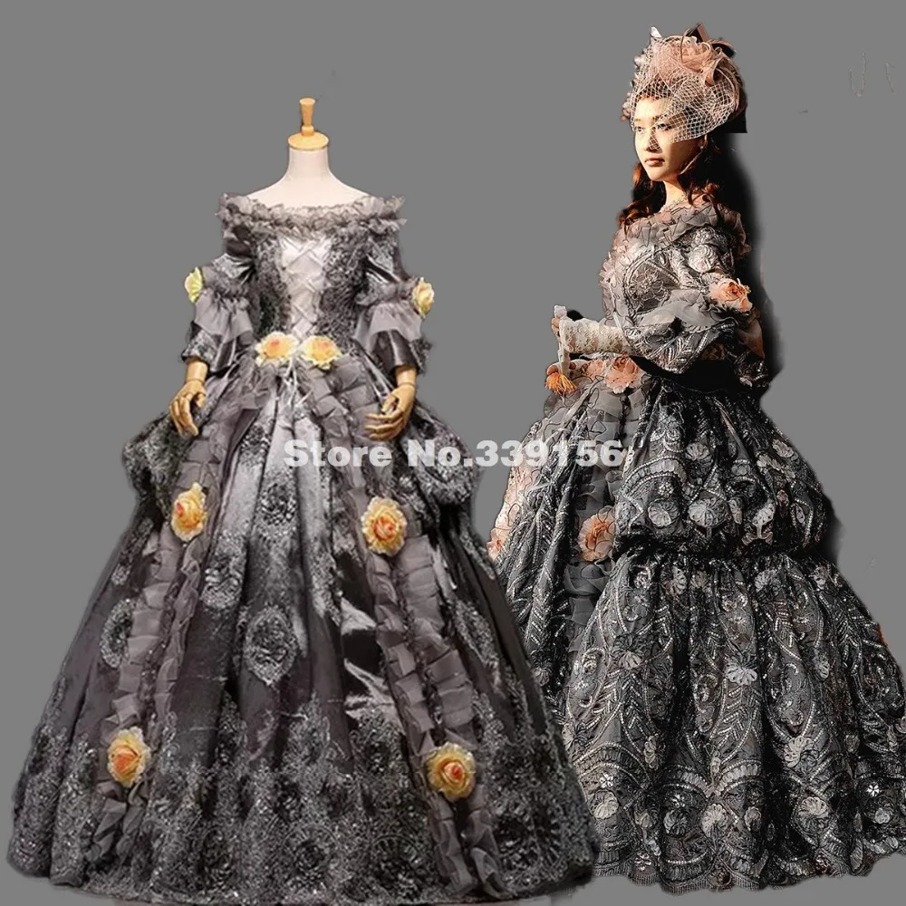 Высокая-класс Винтаж серый 18th века Rococo барокко Мария Антуанетта Средневековый