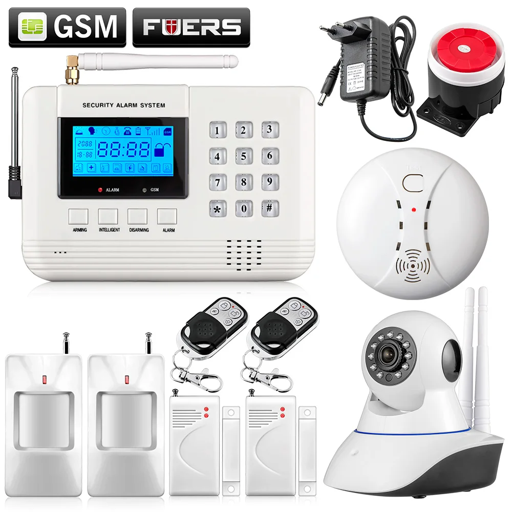 Fuers 99 беспроводной 2 проводные зоны защиты безопасности GSM охранная сигнализация встроенный динамик автоматический набор домофон охранная сигнализация