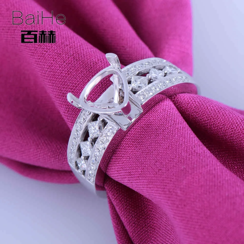 BAIHE однотонное 14K белое золото сертифицированное обручальное женское