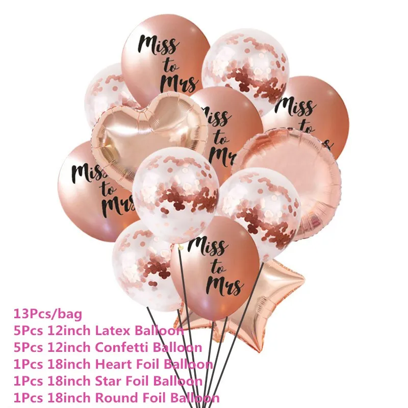 Chicinlife Rosegold Miss To Mrs латексный шар девичник вечерние свадебные украшения свадебный душ обручение воздушный шар "Конфетти" - Цвет: B