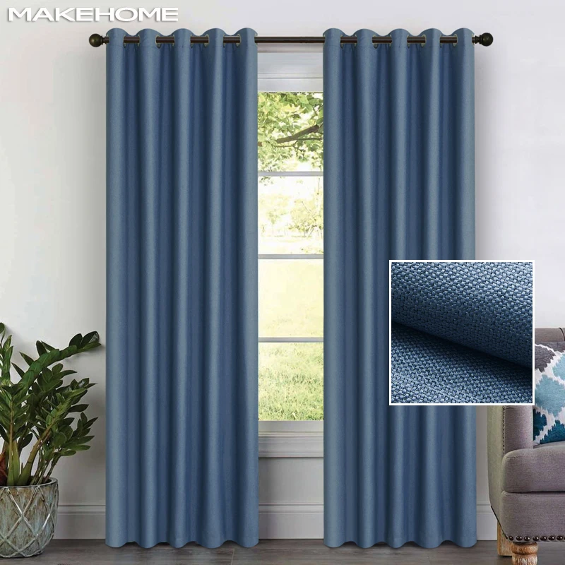 Затемняющие шторы MAKEHOME из искусственного льна для спальни однотонные