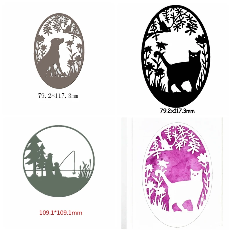 

Oval Circle Scenery Cutting Dies Stencil Card Album Making Template Scrapbooking Decorative Handicraft Embossing Die Cut