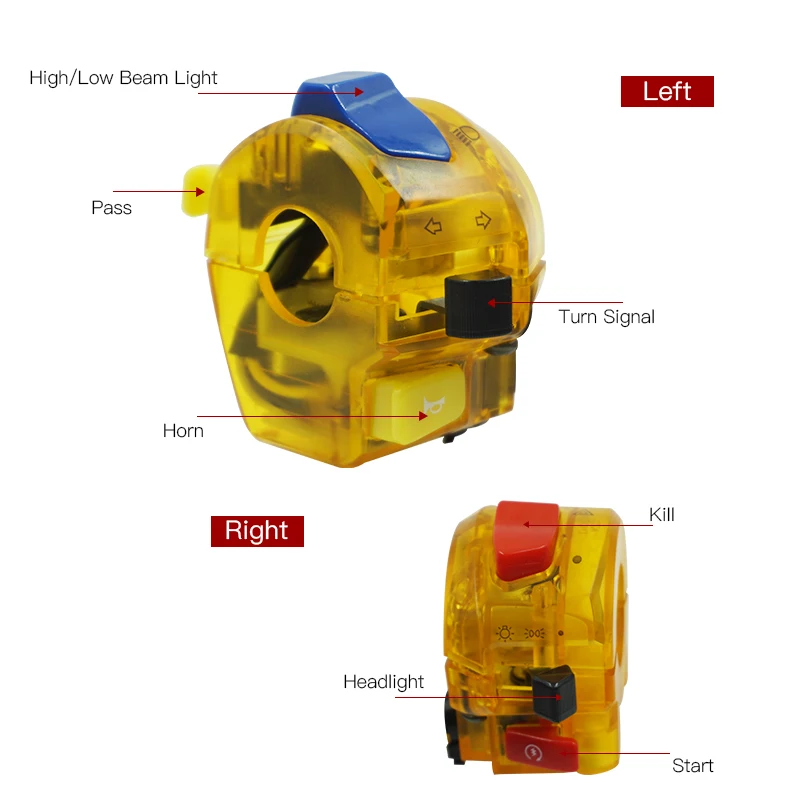 Universal 7/8'' 22MM Motorcycle Switch Handlebar Horn Turn Signal Light Headlight Start Control Switches with Full of | Автомобили