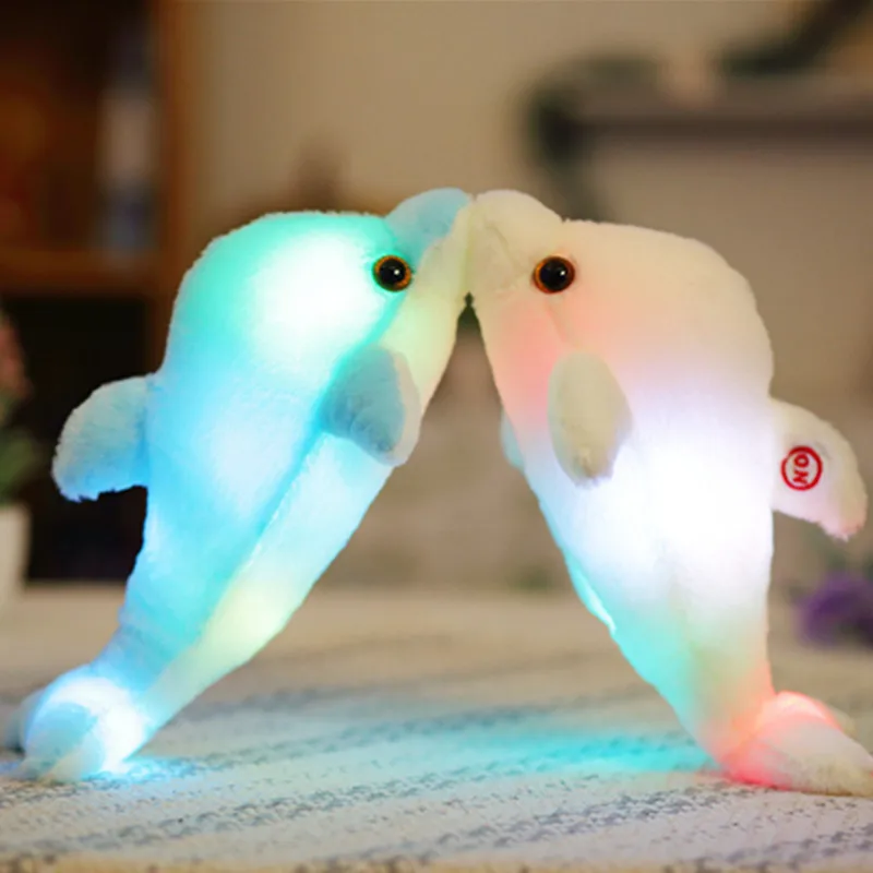 

32cm Cute Plush Led Light Luminous Dolphin Stuffed Colorful Plush Toy Newborn Birthday Gift for Kids Appease Doll Baby Playmate