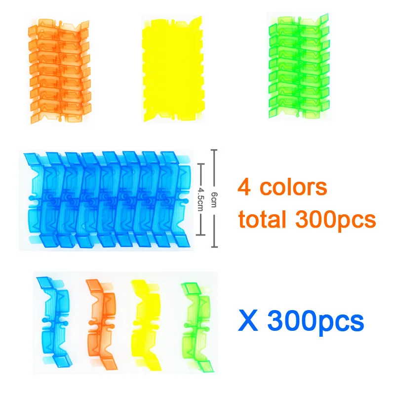 300pcs tracks Kitoz 220 шт. автомобильный слот для трека, светящийся в темноте, красочный сборный светодиодный гоночный автомобиль, гоночный трек, светодиодный автомобильный изгиб - Цвет: 300pcs tracks