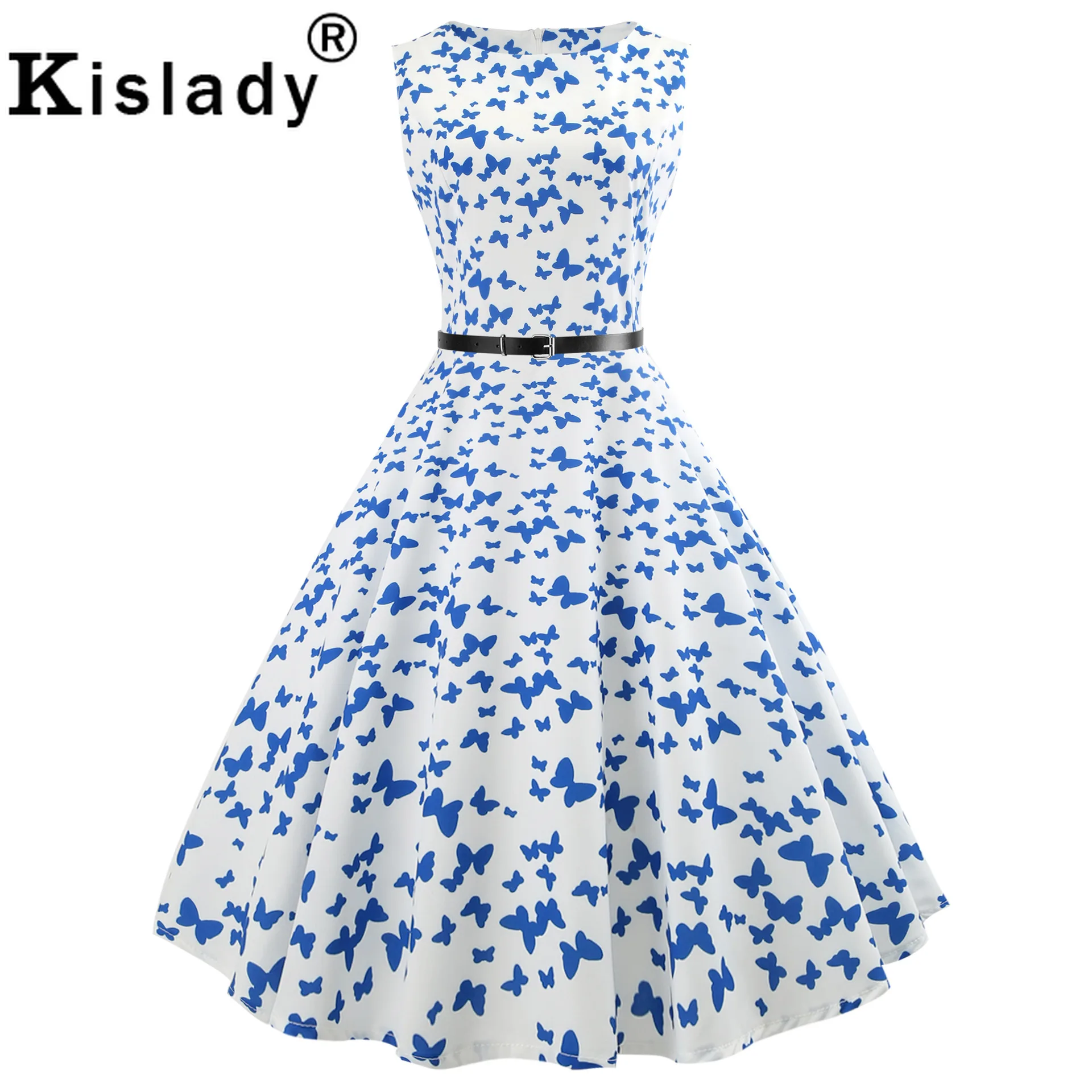 Женское винтажное платье с принтом в виде бабочки и панды вечернее без рукавов o