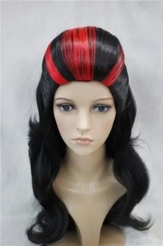 Специальные Элвис тип Черный с Красный Долго Косплей парик партия Помпадур