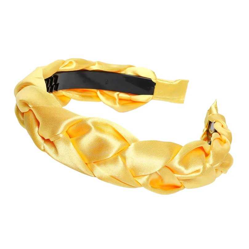 Yellow AWAYTR, модный парик Slik/ткань, одноцветная повязка на голову для женщин, ободок, простая лента для волос с зубами, Нескользящие аксессуары для волос - Цвет: Yellow